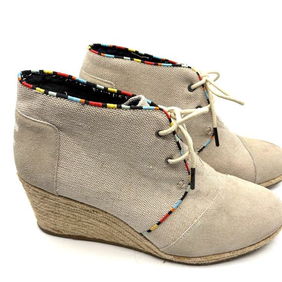 TOMS Women’s Whisper Burlap Suede Natural Desert Wedge Ankle Boots | Size 12 - Picture 11 of 16